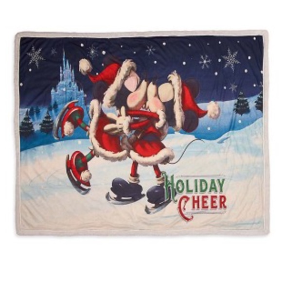 Disney Other - NEW Disney Holiday Throw Blanket Mickey and Minnie Holiday Cheer